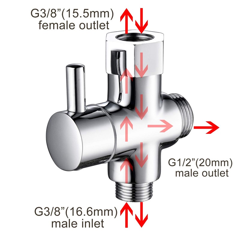 Tecmolog DSF007D 3-Way Valve Brass Diverter Valve 3/8 Inch 12/17