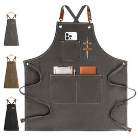 Awvuq Delantal de Cocina con Correa Ajustable Impermeable para Mujeres y Hombres (Gris)