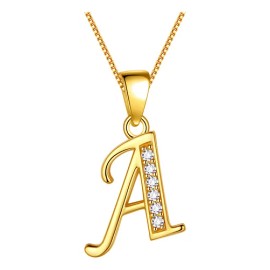 Collares Mujer Inicial Letras Baño Oro 18k Zirconias Color A