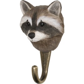 Wildlife Garden WG4544 Raccoon Coat Hook Carved Wood 112 x 54 x 55 mm