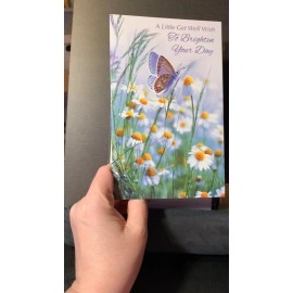 Unbranded Get Well Soon Greeting Card To Brighten Your Day Butterfly and Daisies