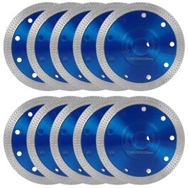 4.5 Inch Super Thin Tile Saw Blade, Diamond Blade for Angle Grinder, Dry Wet Tile Blade for Ceramic Tile, Concrete, Granite Cutting (Blue X10)