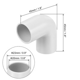MECCANIXITY 6Pcs PVC Conduit Coupler 90 Degree Elbow Fittings 20mm Change Direction Pvc Pipes Vinyl Tubing Pvc Pipe Connectors for Hose Electrical Conduit White