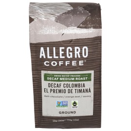 Allegro Coffee, Coffee Decaf Colombia El Premio De Timana Ground, 12 Ounce