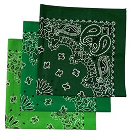 burlapfabric.com Paisley Bandanas for Men and Women 3-Pack - 22" x 22" Bandannas, Rolled Hem, Multi-Use Headband, Wristband, Mask, Pet Accessory - Made in the USA Bandanas (Kelly, Lime, Hunter Green)