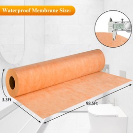 Waterproof Membrane Band for Shower, Tile Waterproofing Membrane Underlayment for Shower Wall Tile Floor Bathroom Kitchen Sauna Steam Room, 3.3Ft x 98.5Ft,323 Sq Ft,23.6 Mil Thick