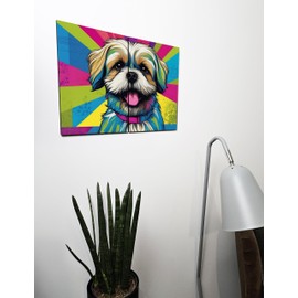 The Plum Penguin Lhasa Apso Pop Art Wooden Wall Decor Duo – A4 MDF Panels with Colourful Eclectic Print Canvas Alternative 40 x 30cm
