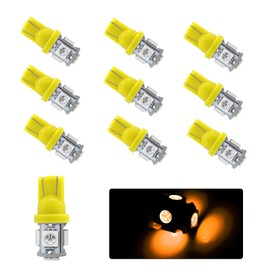 Hbxdeco 10PCS 194 Car LED Light Bulb, Super Bright T10 5050 5SMD LED Car Interior Light Bulb, 12V 168 T10 2825 Wedge Bulb Replacement for Dashboard Dome Map Door License Plate Lights (Yellow)