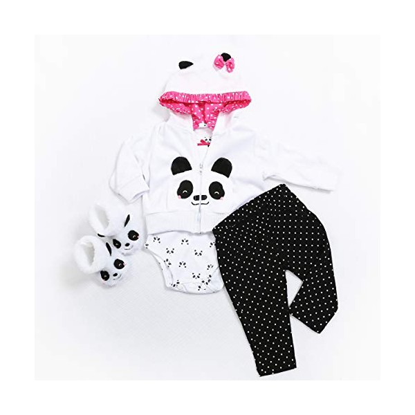 Medylove Reborn Baby Doll Clothes for 20-23 inch Reborn Doll Girl Panda Outfit Accessories 4pcs Reborn Baby Matching Clothes