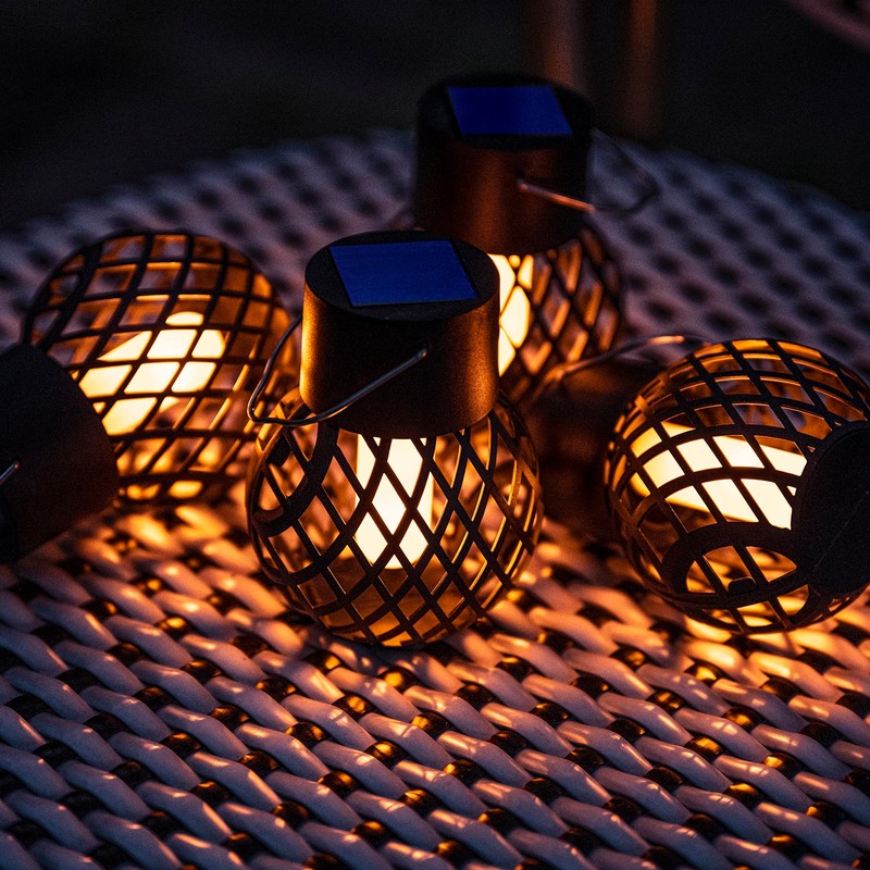 GIGALUMI Solar Hanging Lights for Outdoors, Pack of 8 Flickering