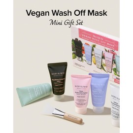 Mary&May Vegan Wash Off Mask Mini Gift Set - Cica Tea Tree, Rose Hyaluronic, Lemon Niacinamide, Blackberry Complex, Calendula Peptide - Soothing, Hydrating, Radiant Skin, Anti-Aging, 1.01oz. 5 Pack
