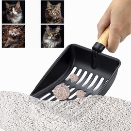 SUMHEN 2PCS Cat Litter Scoop, Reptile Stainless Steel Fine Mesh,Litter Cleaner Corner Scoop Sand Sifter (Black and Green)