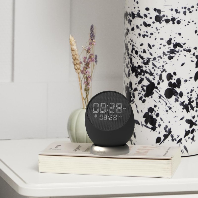 KREAFUNK Bell Wireless Alarm Clock and Clock (Black)