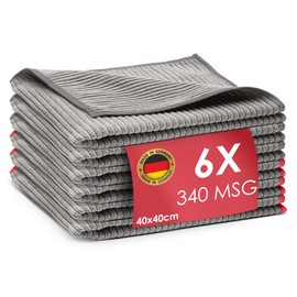 Wonder Shine Hochglanz-Tuch Made in Germany Microfibre Cloths 40 x 40 cm High-Quality Cleaning Cloths for Kitchen, Bathroom and Car Cleaning (Pack of 6)