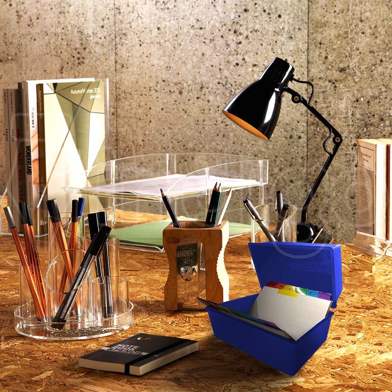 indigo® Office Index Record Card Box Filing Box With Coloured