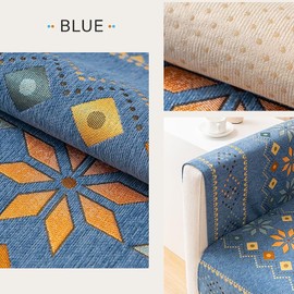 KCCRHIN Bohemian Style Couch Cover Chenille Sofa Cover Sofa Slipcover Non Slip Couch Slipcover Decorative Sofa Cover Furniture Protector Sofa Cover Blanket for Pets,Blue,70 * 70cm/27.6 * 27.6in