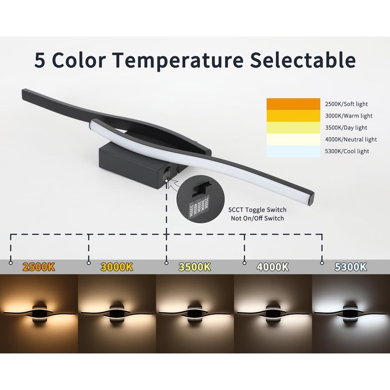 Joossnwell Vanity Light for Bathroom Lighting Fixtures Over Mirror Black