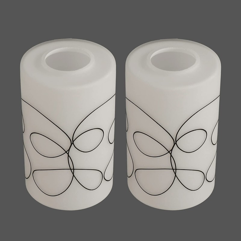 Anmire 2 Pack Modern Line Style Glass Shade, Cylinder Light
