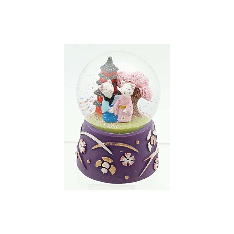 Fashionable Cat Snow Globe (L) Five Storied Pagoda Cherry Blossom