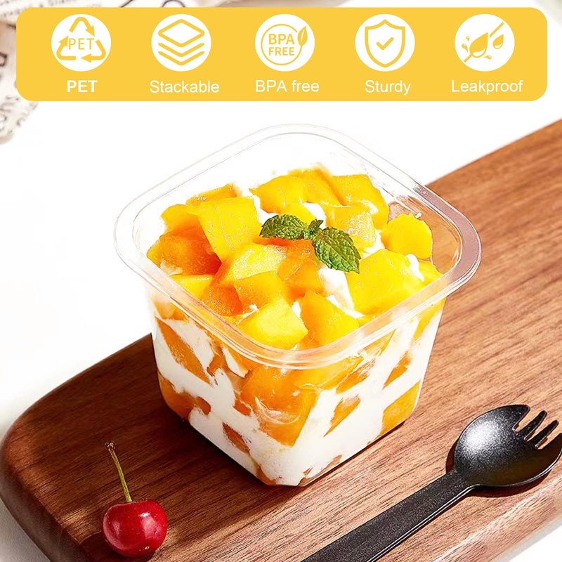 Dessert Cups, 30 PCS Plastic Dessert Cups with Lids and