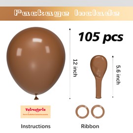 Voircoloria 105pcs Brown Balloons 12inch Party Latex Balloons for Boys Girls Birthday Baby Shower Gender Reveal Wedding Sunflower Party Decorations
