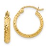 14K Solid Yellow Gold 2.8x15mm Round Small Hoop Earrings