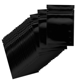 Mylar Style Barrier Bags – Zipper w/Heat Seal – 100 Bags (Gloss Black / Gloss Black, 1 Gram - 3″x4.5″)