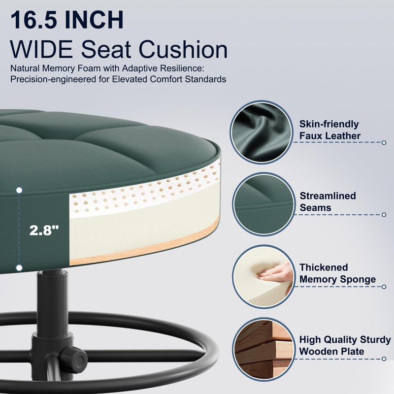 Misolant Drafting Chair, Armless Tall Office Chair with Footrest Ring