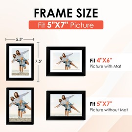 FIXSMITH 5x7 Picture Frame Set of 10, Black Photo Frames Bulk with HD Plexiglass, Display Pictures 4x6 with Mat or 5x7 Without Mat, Multi Picture Frames Collage for Tabletop or Wall Display