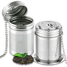 2 Pack Tea Infuser, Loose Tea Stainless Steel Filters, Extra Fine Mesh Tea Infusers with Extended Chain Hook, Tea Steeper for Brew Tea, Spices & Seasonings (Silver, One Size)