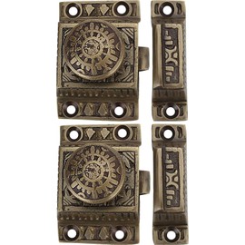 A29 Set of 2 Solid Brass Cabinet Latch Handmade Antique Brass Finish Latch for Cabinet Closet Kitchen Door Sold as Each Windsor Design