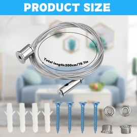 YUZHEDM Wire Rope 2 m Adjustable Wire Rope Holder Lamp Suspension Installation Kit Suitable for Hanging Picture Frames Heavy Mirrors Chandeliers Signs Curtains Advertising Boards
