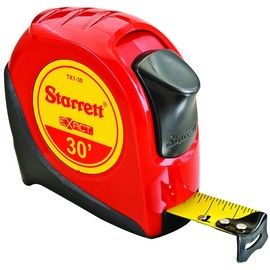 Starrett KTX1-30-N-SP01 Exact Tape Measure, 1" Wide x 30' Long, Graduated in 1/16", with Over molding for Improved Grip