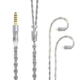 [KBEAR Ice String] 2pin 0.17 inch (4.4 mm) Re-Cable, Graph-Ended and Silver Plated Oxygen-Free Copper Mix, 0.17 inch (4.4 mm) Earphone Upgrade Cable, Earphone Replacement Cable, Compatible with