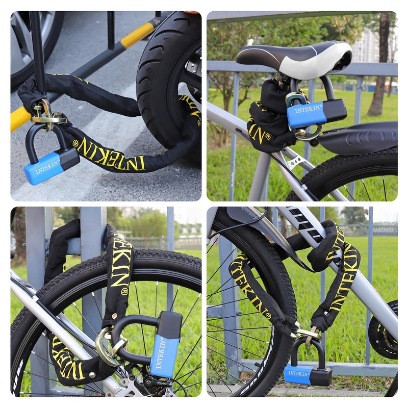 INTEKIN Security Chain 3.3 ft x 3/8" Thick Bicycle Lock