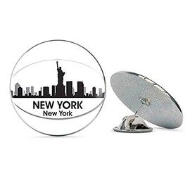 NYC Jewelers Oval B/W Skyline of New York (City ny) Metal 0.75" Lapel Hat Pin Tie Tack Pinback