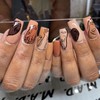 BABALAL Long Square Press on Nails Brown Fake Nails Abstract