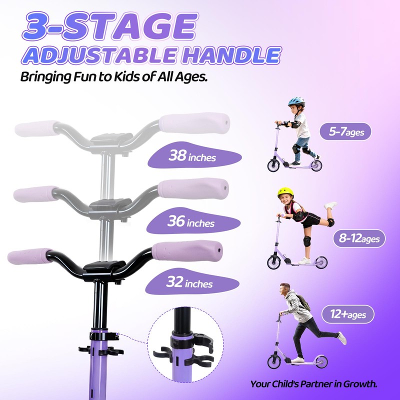 Nattork Kick Scooter for Teens Adults, Max Load 240 LBS,