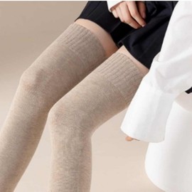 Women's Warm Beige Leg Warmers Over-the-Knee Socks 2ea