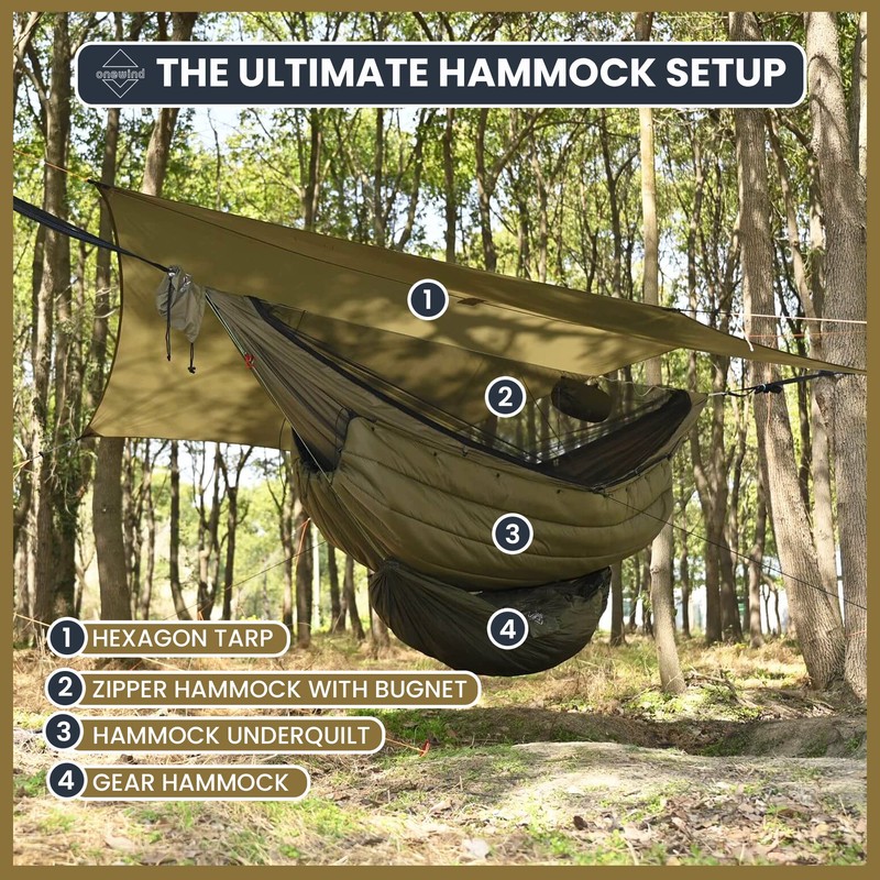 Onewind 12Ft Camping Hammock with Mosquito Net and Structure Ridgeline,