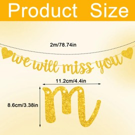 Maxqzin We Will Miss You Banner We Will Miss You Decorations Goodbye Party Banner for Office Work Farewell Goodbye Graduation Party Decorations Supplies