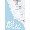 Western Ski Resorts Map 24x36 Poster (White & Light Blue)