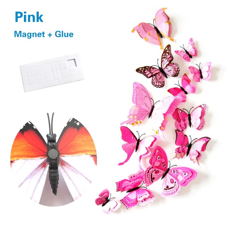 3D Butterfly Wall Sticker, Double Layer Butterfly, Refrigerator Sticker, Bedroom