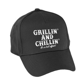 Hippowarehouse Grillin' and Chillin', It's a hot Affair Premium Printed 5 Panel Baseball Cap hat OneSize Adults Black