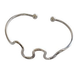 Treasure Bay Gorgeous Handcrafted 925 Sterling Silver Bangle Bracelet for Women Girls | Women's Wave Silver Bangle Cuff