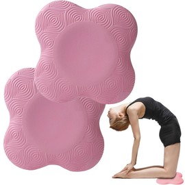 QEXUJOW Yoga Mats, 2-Piece Knee Cushion, Yoga, Non-Slip Knee Pad Mat Set, Wear-Resistant, Protects the Knees, Hands, Wrists and Elbows (Pink)