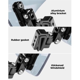 KEMIMOTO Motorcycle Windshield Upgraded Aluminum Metal Heightened Spoiler Clip Universal Adjustable Extension Clips Windshield Extension Dark Tint