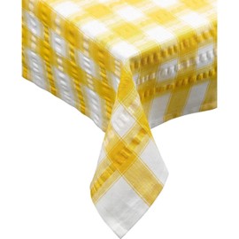 Downview Seersucker Check Cotton Tablecloth 50 x 70 Gold