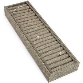 Burlap Ring and Bangle Display Tray -21 Slot Jewelry Organizer for Retail Stores, Craft Fairs, Tradeshow, and Home Use – Rustic Jewelry Holder for Rings & Bangles. Size-14.75” x 4.25” x 1.50”