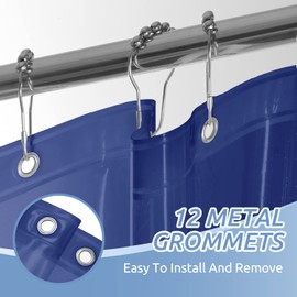 downluxe Waterproof Frosted Shower Curtain Liner - PEVA Lightweight Plastic Shower Liner with 3 Magnets, Shower Curtains for Bathroom, 72" x 72", Navy